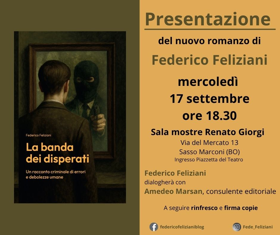 Mercoledì 17 settembre a Sasso Marconi: il lancio del mio nuovo&nbsp;romanzo